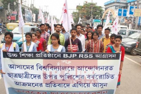 Too much politics damaged Education Quality in state : SFI begins another drama alike JNU issue, protested against Assam Police for torturing upon students